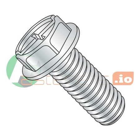 Newport Fasteners 1/4"-20 x 3/8 in Combination Phillips/Slotted Hex Machine Screw, Zinc Plated Steel, 4000 PK 289115